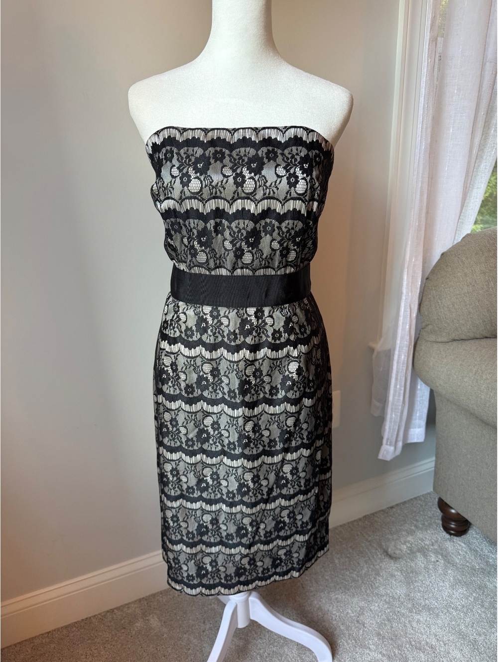 White House Black Market Lace Strapless Dress